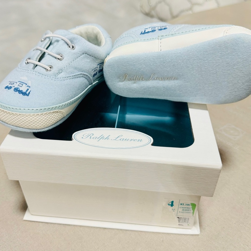2 PAIRS Ralph Lauren Blue Sneakers 💙with Soft Slip-On Design and Booties silver